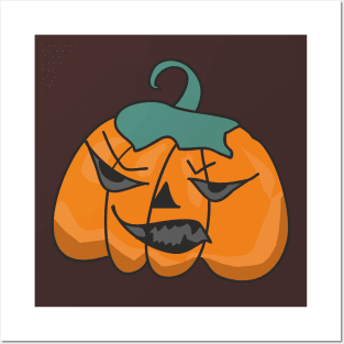 Halloween Pumpkin Face Posters and Art